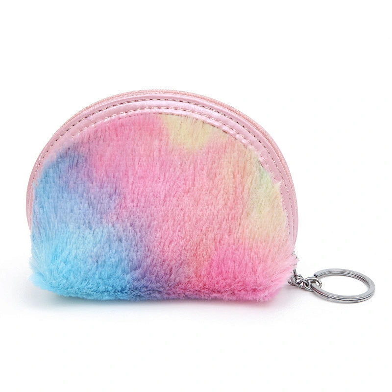 Factory customized wholesale colorful plush coin purse ladies creative mini purse storage coin purse