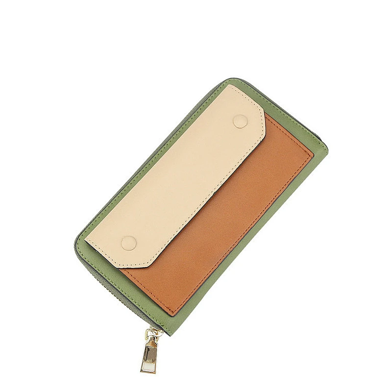 New High Zipper Quality Genuine Leather Women Cell Phone Wallet