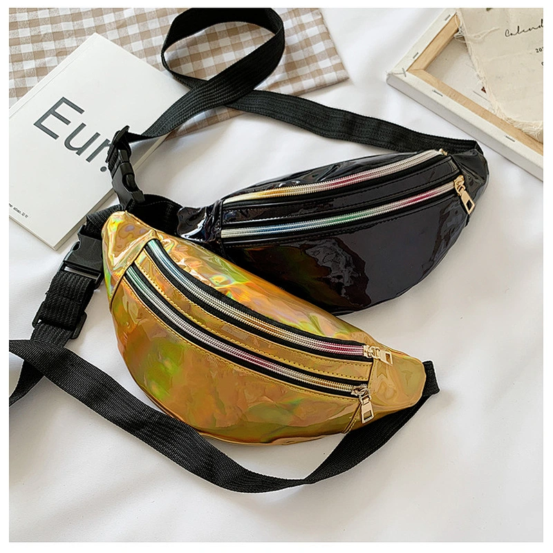 Pillow Shape PU Waterproof Holographic Laser Fanny Pack Waist Bag Mobile Phone Pouch Fashion Sport Pocket Waist Pack