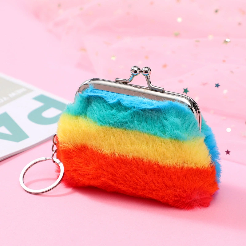 Fashion cute plush coin purse girl heart portable small coin purse gradient girl pouch