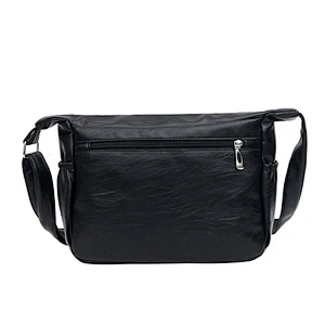 Fashion Ladies Leather Shoulder Bag Tassel Zip Black Crossbody Bag For Women