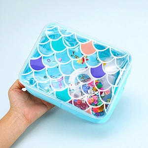 Creative Mermaid Sequins Pvc Travel Cosmetics Student Girls Glitter Mermaid Cosmetic Bag Clear Pvc Makeup Bag With Zipper