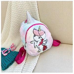 2020 new cartoon plush backpack children's backpack kindergarten flying unicorn backpack
