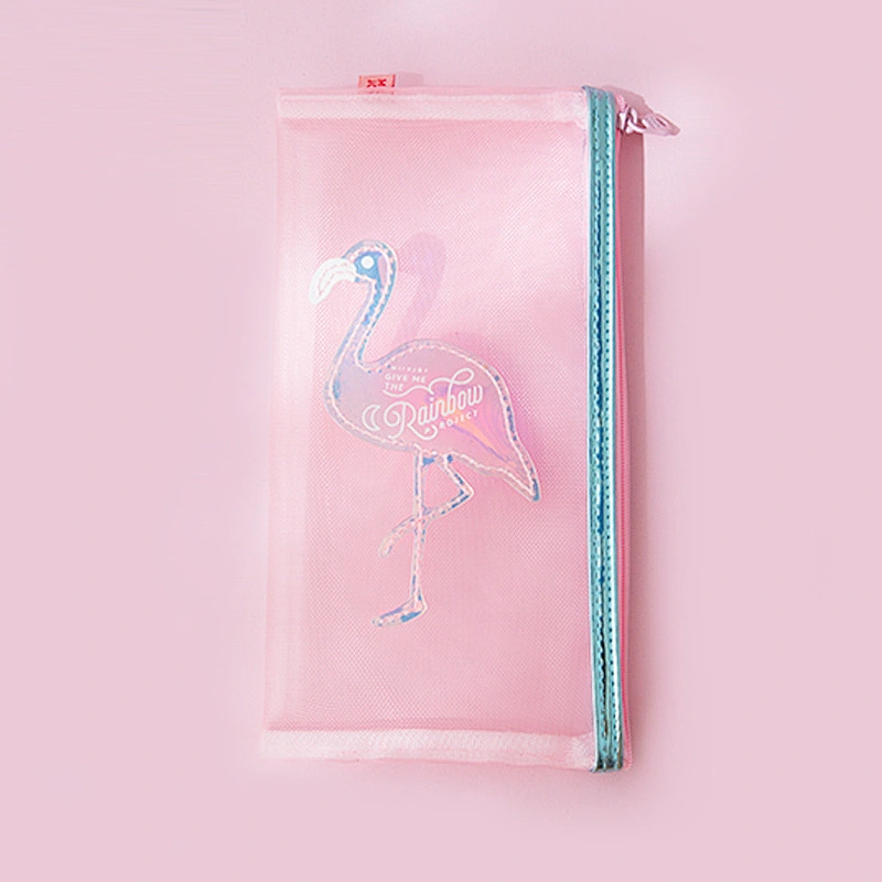 2020 New Creative Flamingo Pencil Case Harajuku Laser Shell Student Pencil Case