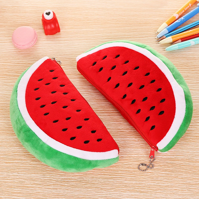 Fashion Cartoon Pencil Case Cute Watermelon Cosmetic Bag Stationery Bag Wholesale Plush Pencil Case