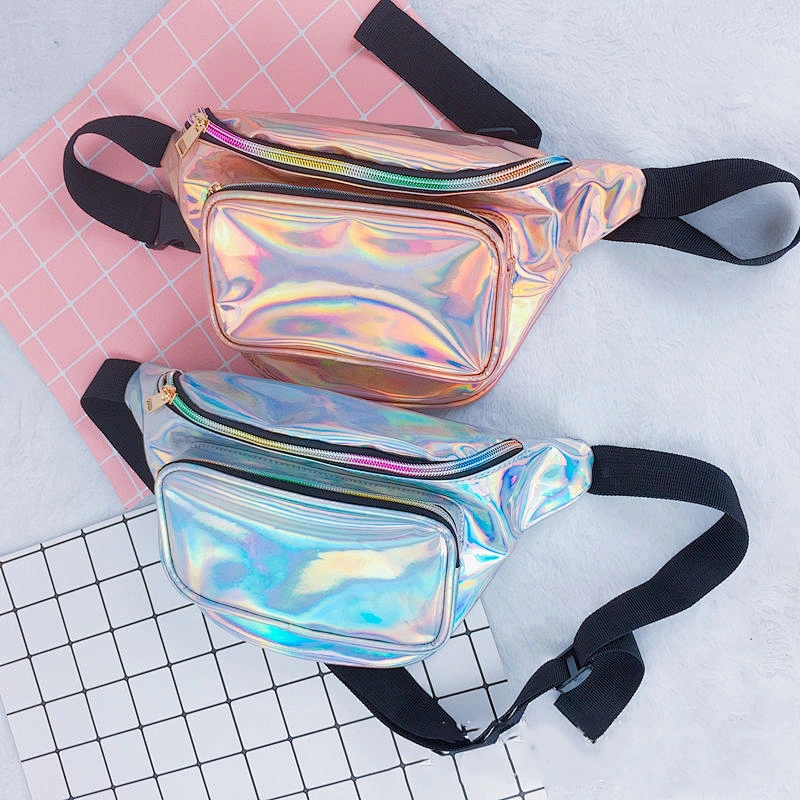 Ladies new laser PU sports waist bag chest bag multifunctional color single shoulder messenger outdoor wholesale customization
