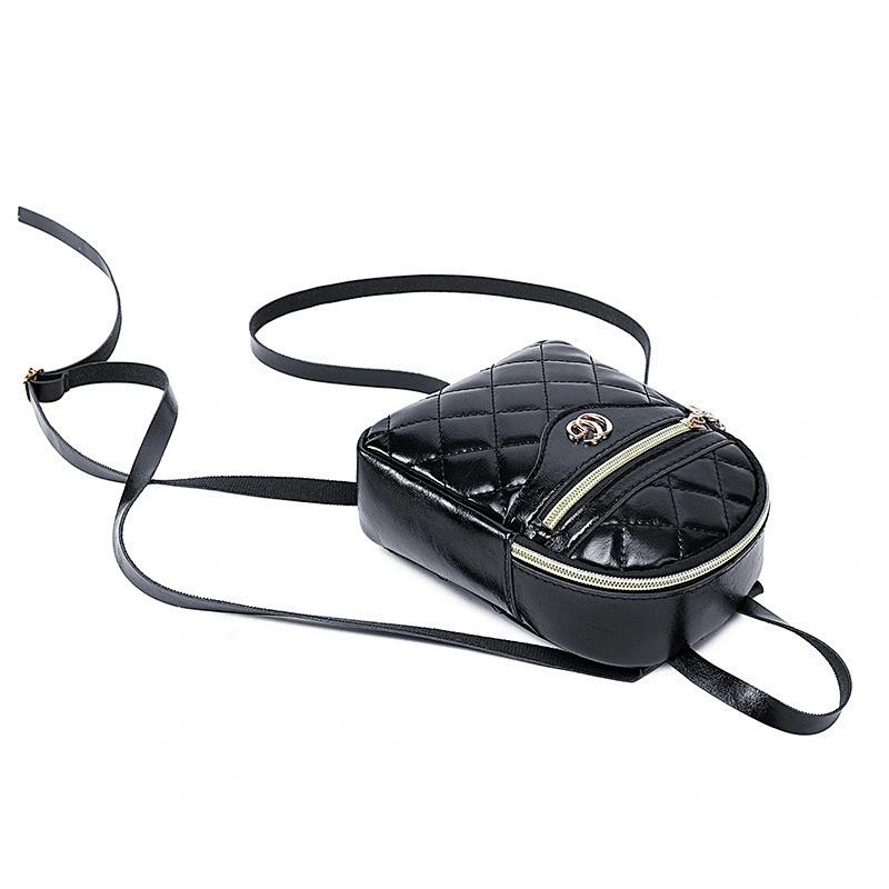 Korea Simple Fashion Multi-Function Leather Crossbody Bag Vintage Mini Backpack Metal Zipper Backpack