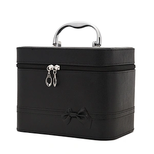 PU Square Makeup Pure Color Cosmetic Bag 2020 New Style Cosmetic Box Fashion Bow Cosmetic Case