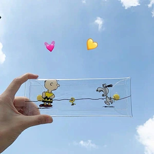 Wholesale Ins Hot Transparent Cute Flower Pen Bag Cloud Smile Face Pencil Case Student Use Stationery Storage Box