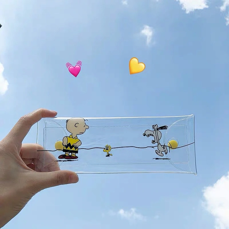Wholesale Ins Hot Transparent Cute Flower Pen Bag Cloud Smile Face Pencil Case Student Use Stationery Storage Box
