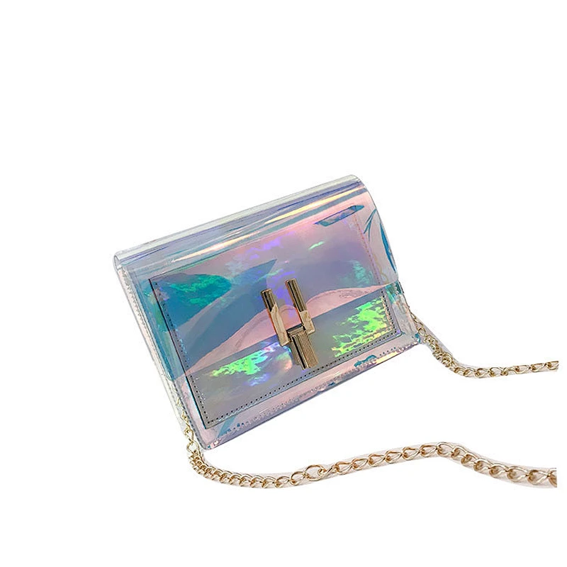 New Fashion Chain Tote Crossbody Bag Laser Women Transparent Shoulder Bag