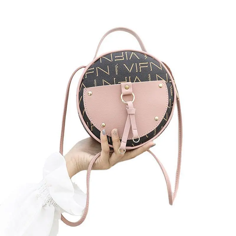2021 Wholesale New Korean Fashion Printed Small Round Bag Retro Shoulder Messenger Bag