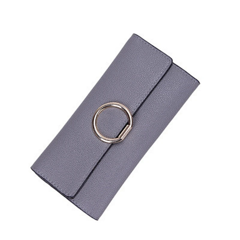 Light Grey Leather Wallet Mini Card Holder Women'S Wallet