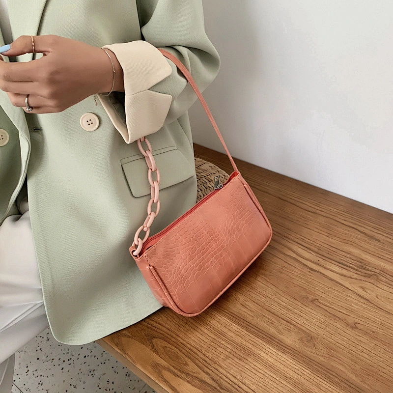 Candy Color Chain Design Small PU Leather Shoulder Bags For Women 2020 Crocodile Pattern Handbags Female Hand Bag