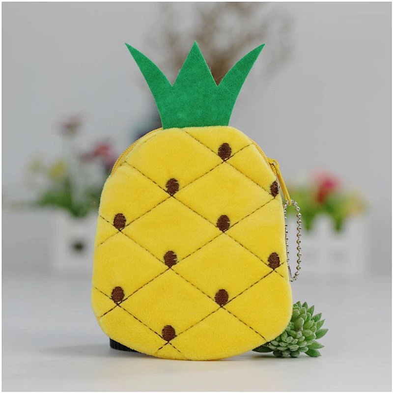 Korean cartoon fruit plush coin purse semi-circular key case watermelon cute bag wholesale