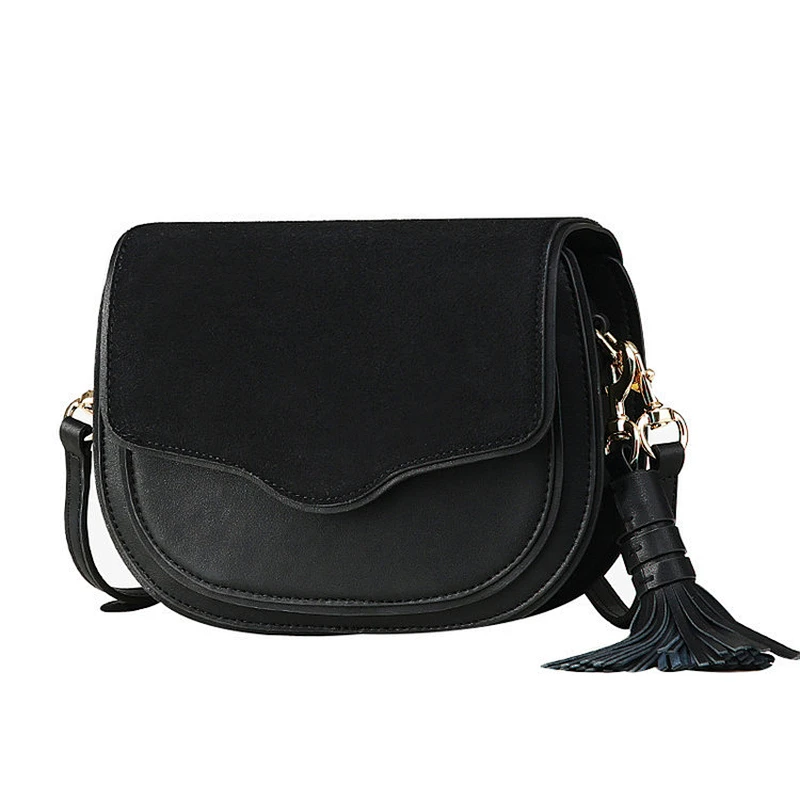 Latest fashion genuine leather shoulder bag tassel crossbody bag for women