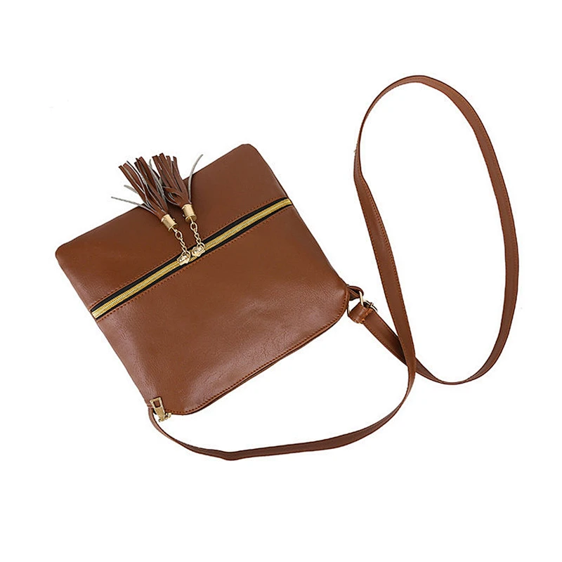 High quality woman shoulder bag tassel zipper pocket ladies crossbody bag fashionable pu leather crossbody bags wholesale