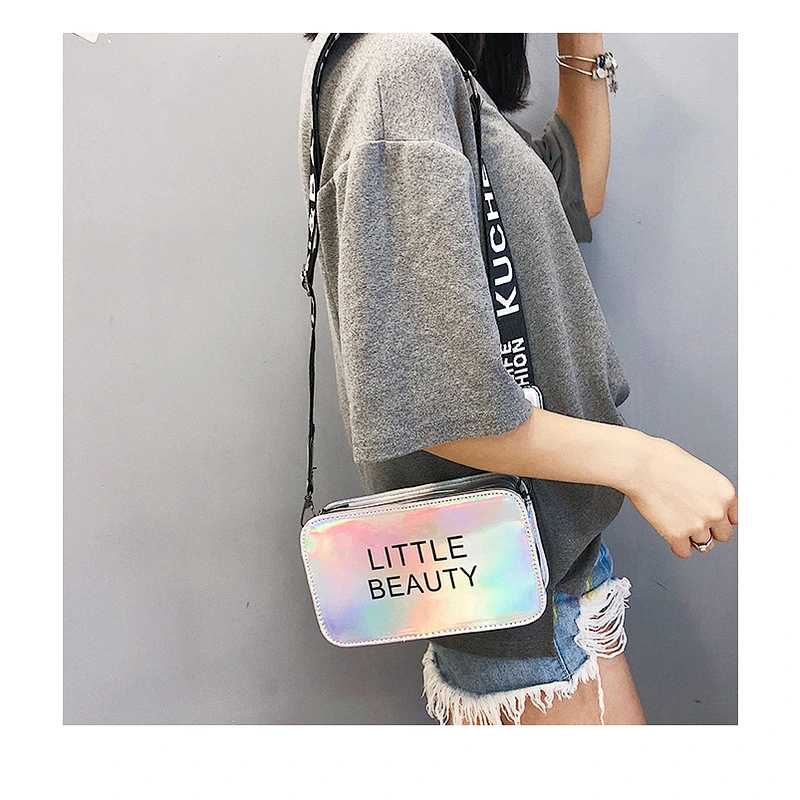 Summer Small Bag Female 2021 New Korean Version Ins Wild Messenger Bag Wide Shoulder Strap Laser Crossbody Bag