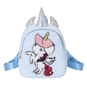 2020 new cartoon plush backpack children's backpack kindergarten flying unicorn backpack