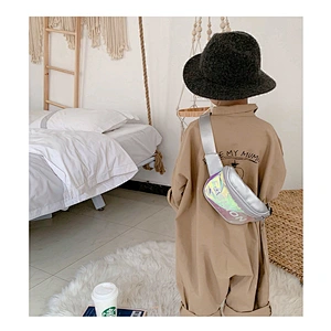 2020 New Fanny Pack Girls Waist Bag PU Laser Chest Bag Fashion Print Unisex Kids Children Crossbody Bag Purses