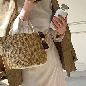 New Ins Style Student Fashion Trend Summer Beach Vacation Picnic Portable Straw Rattan Woven Bag