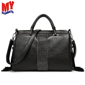 Beautiful korean ladies pu leather hand bags women black fashion tote handbag