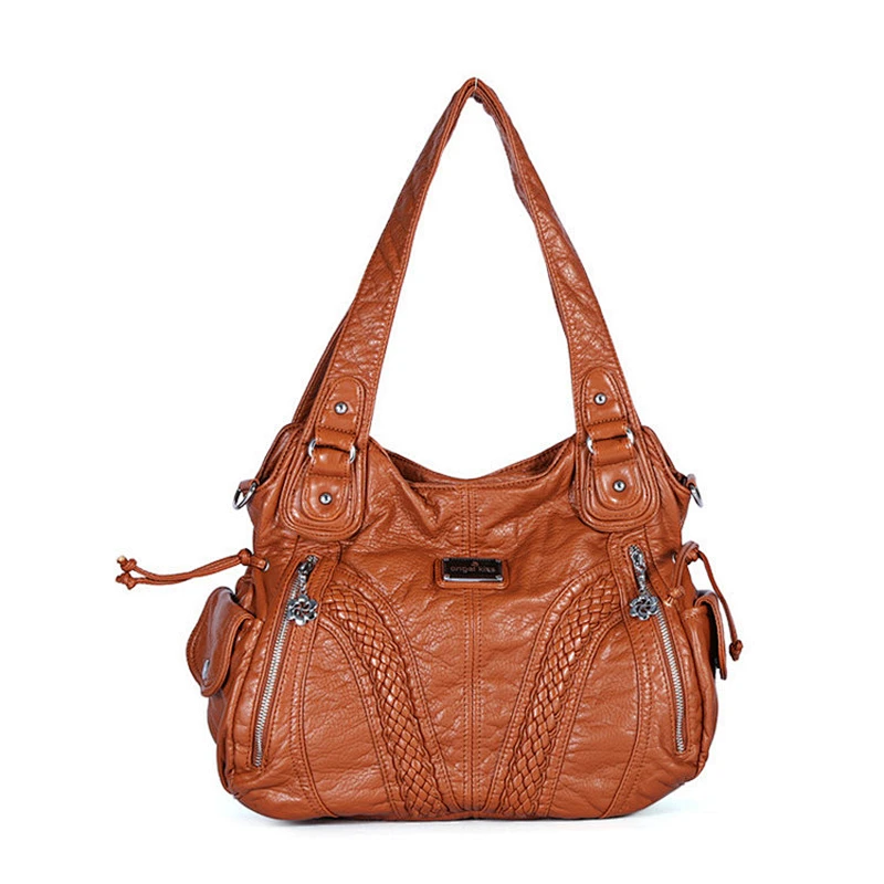 Custom wholesale ladies pu leather handbags womens tote shoulder bags