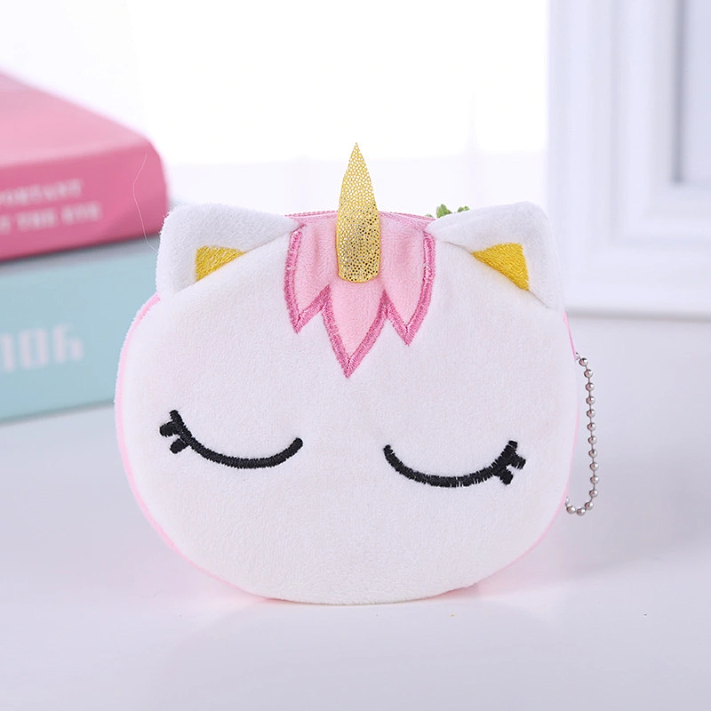 Fashion cartoon unicorn plush children's coin purse headset data cable package wholesale