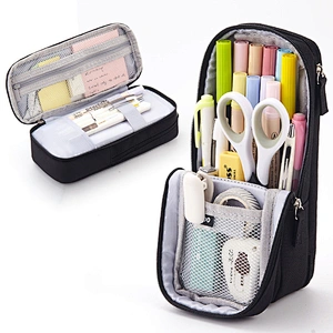 Korean Version Folding Pencil Case Female School Students Large Capacity Girl Creative Double Layer Stationery Box