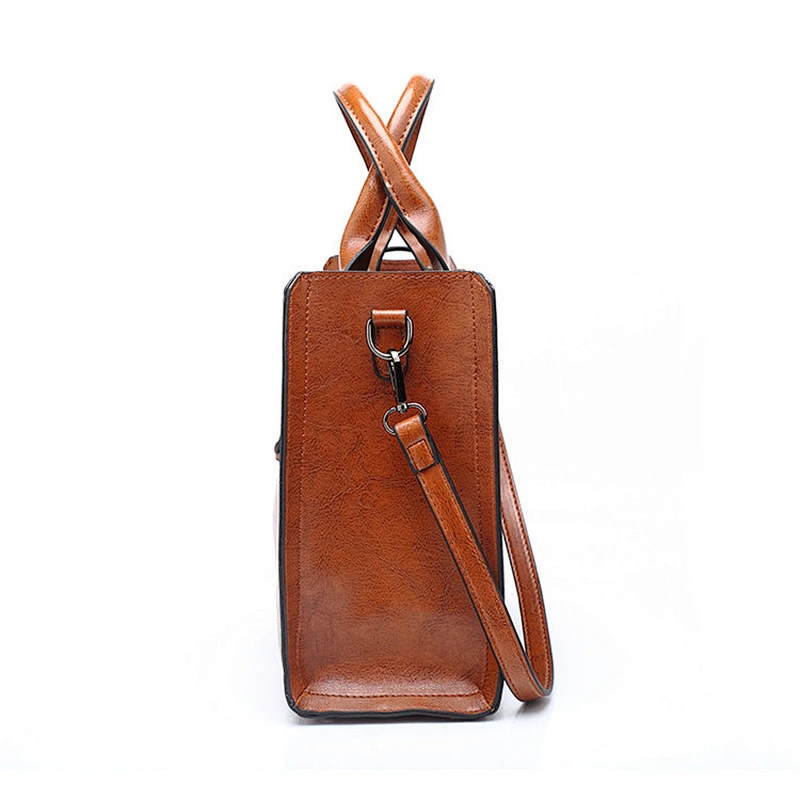 Oil Wax Leather Luxury Handbag Designer Lady Vintage Leather Handbag