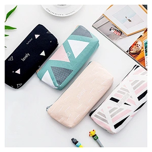 Factory Wholesale Cartoon Custom Logo Cotton Canvas Zipper Pouch School Student Pencil Bag