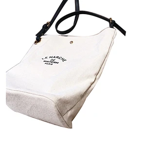 Promotional custom print cotton canvas zipper messenger bag with adjustable leather rope
