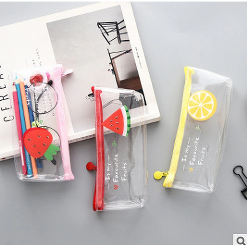 Creative Girl Transparent Pencil Case Fruit Pencil Case Small Student Stationery Bag Pencil Case Storage Bag