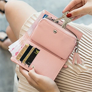 Short Wallet Ladies Small Women Fresh Foldable Leather Coin Purse Leather Wallets