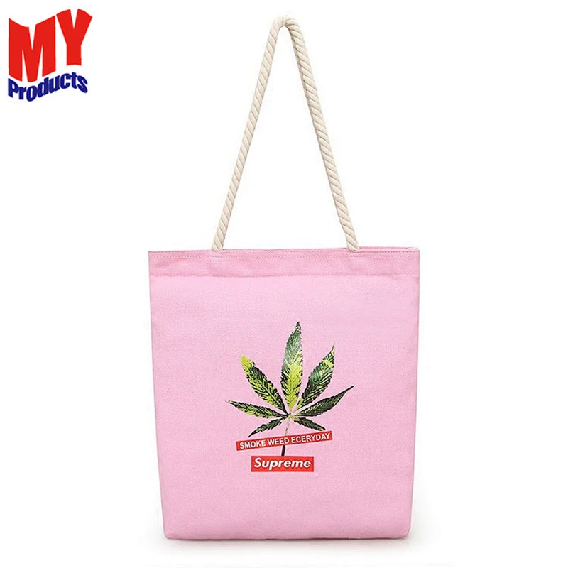 Custom Printed Ladies Shoulder Bag Canvas Woman Tote Handbags