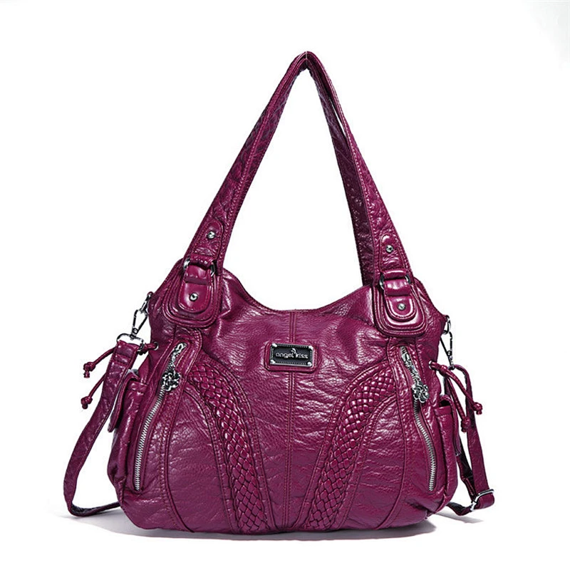 Custom wholesale ladies pu leather handbags womens tote shoulder bags