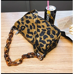 New Popular Bag Fashion All-Match Texture Animal Print Shoulder Bag Western Style Leopard Print Underarm Shoulder Bag
