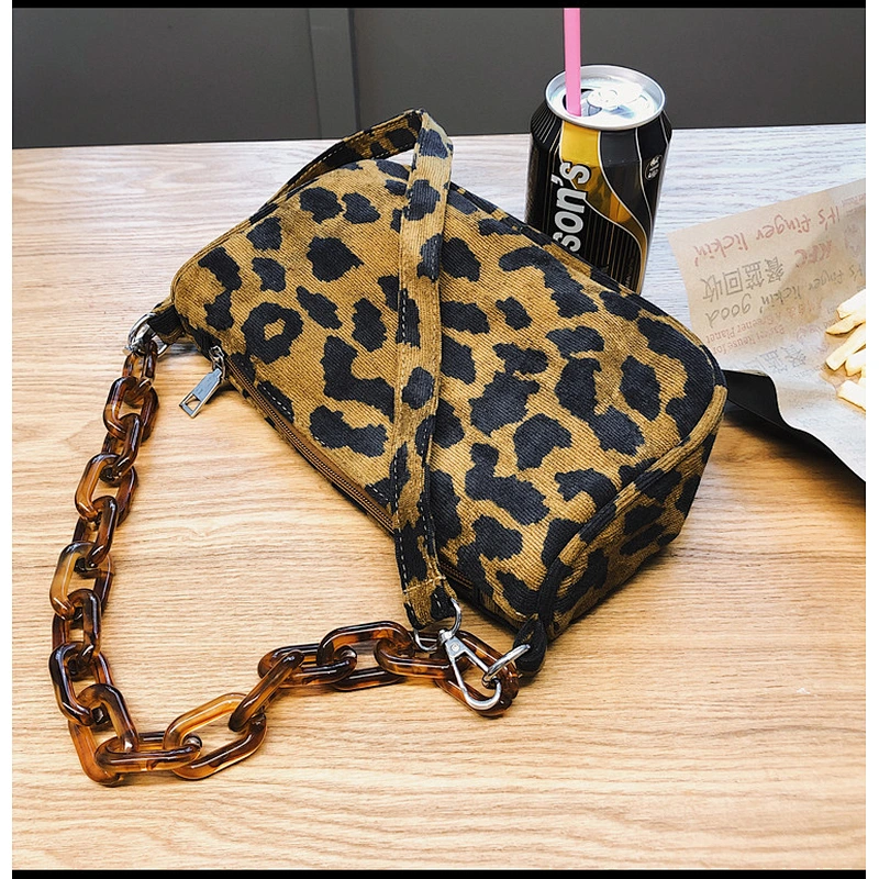 New Popular Bag Fashion All-Match Texture Animal Print Shoulder Bag Western Style Leopard Print Underarm Shoulder Bag