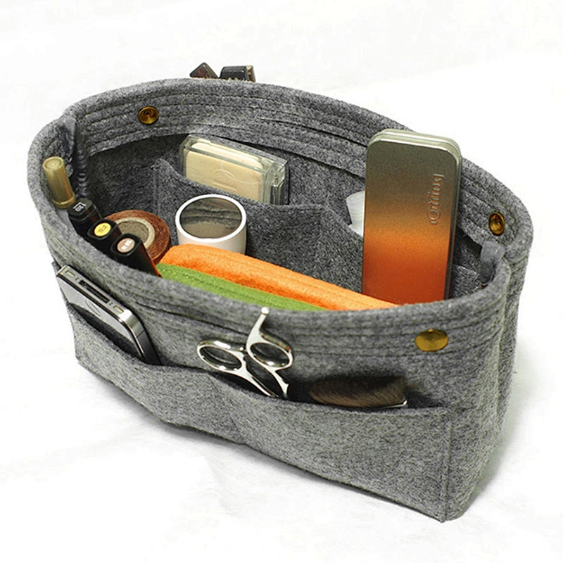 Medium-Sized Felt Cosmetic Bag Large Capacity Multi-Functional Double Layer Storage Bag Makeup Felt Bags