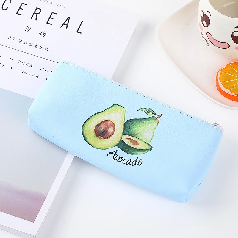 Customized Korean Cartoon PU Avocado Pencil Case Cute Creative Stationery Bag Pencil Case
