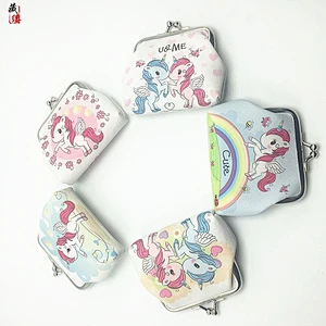 New unicorn cartoon small coin purse children's creative short wallet printing mini coin bag