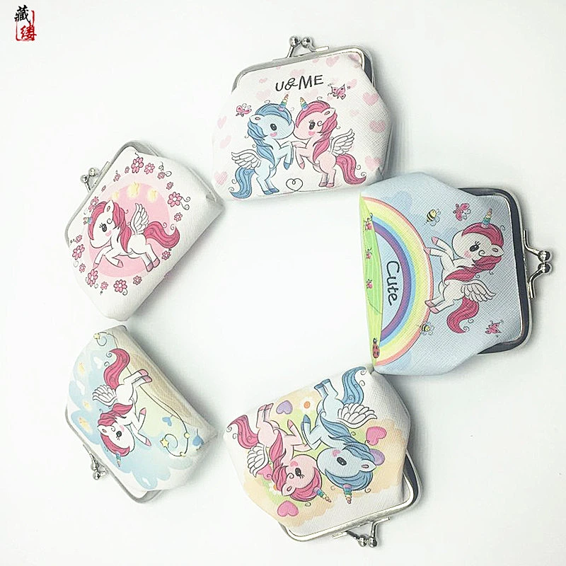 New unicorn cartoon small coin purse children's creative short wallet printing mini coin bag