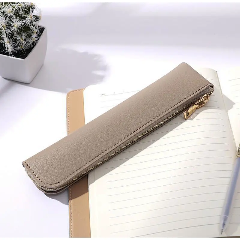 Soft PU Leather Pencil Pen Case Pouch Holder Stationery Bag Zipper Pouch