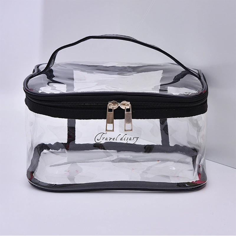 New Design Wholesale Popular PVC Eco Friendly Transparent Waterproof Handbag Big Capacity Makeup Cosmetic Bag