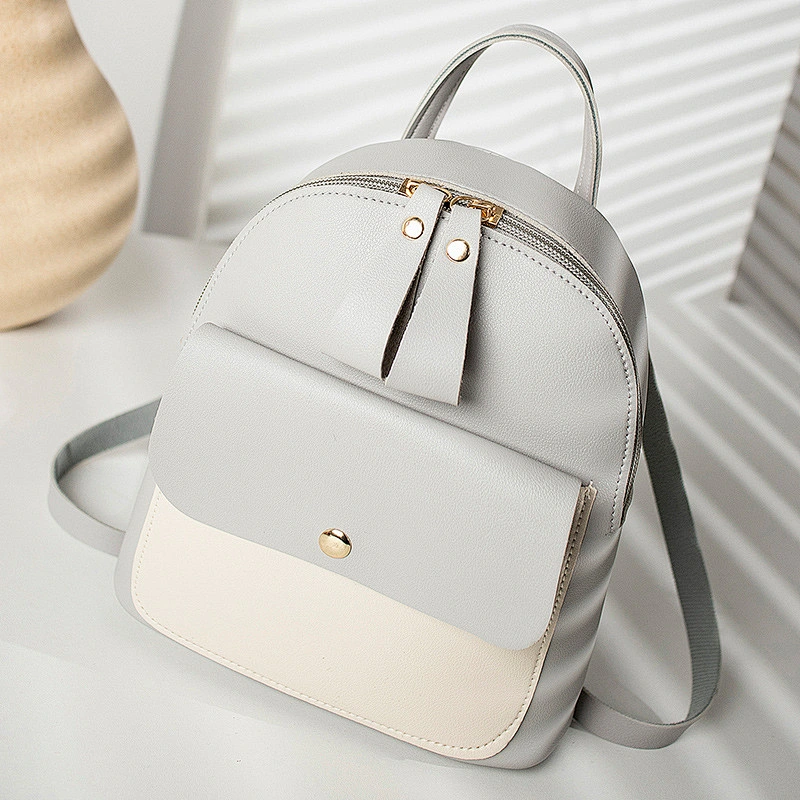 Autumn New Small Backpack Trend PU Color Matching Children Small School Bag Multi-Function Female Backpack
