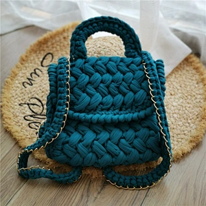 Handmade Woven Cotton Rope Tote Bag Matching Color Ladies Winter Small Crossbody Bag