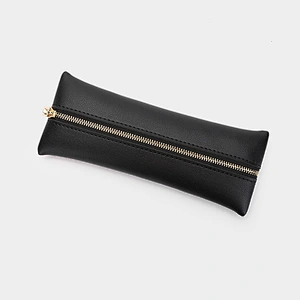 Simple Pencil Case PU Solid Color Student Pencil Bag Creative Leather Storage Pencil Case