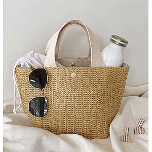 New Ins Style Student Fashion Trend Summer Beach Vacation Picnic Portable Straw Rattan Woven Bag
