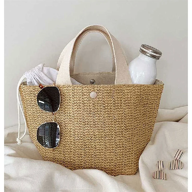 New Ins Style Student Fashion Trend Summer Beach Vacation Picnic Portable Straw Rattan Woven Bag