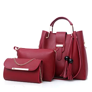 2020 New Fashion 3 Pcs Bucket Ladies Bags Pu Leather Handbag Set